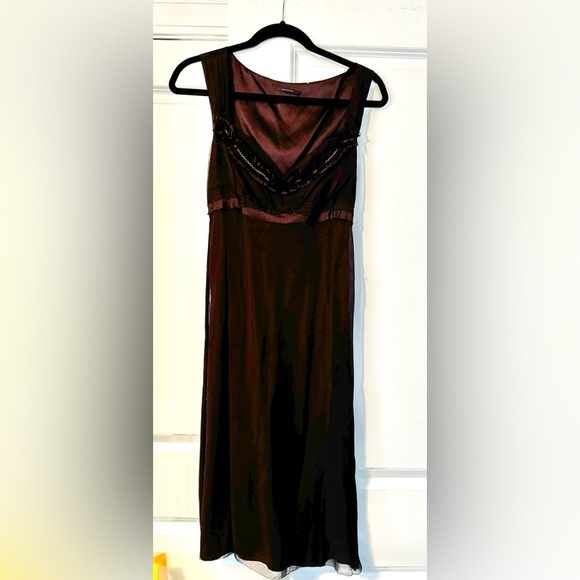 Crepe silk Cocktail Dress Burgundy - Picture 2 of 6